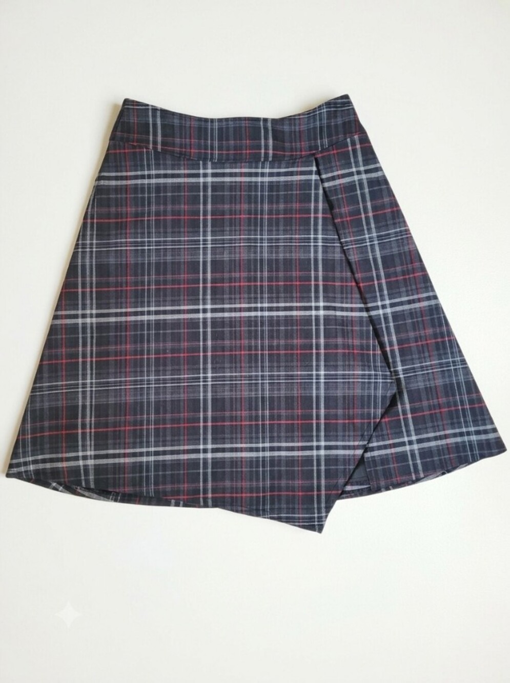 Y2K Vintage Lindor Plaid Asymmetric A-Line Skirt Size 8P 90s Grunge Alternative